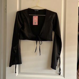 NWT MISSY EMPIRE BLACK TIE CROP TOP